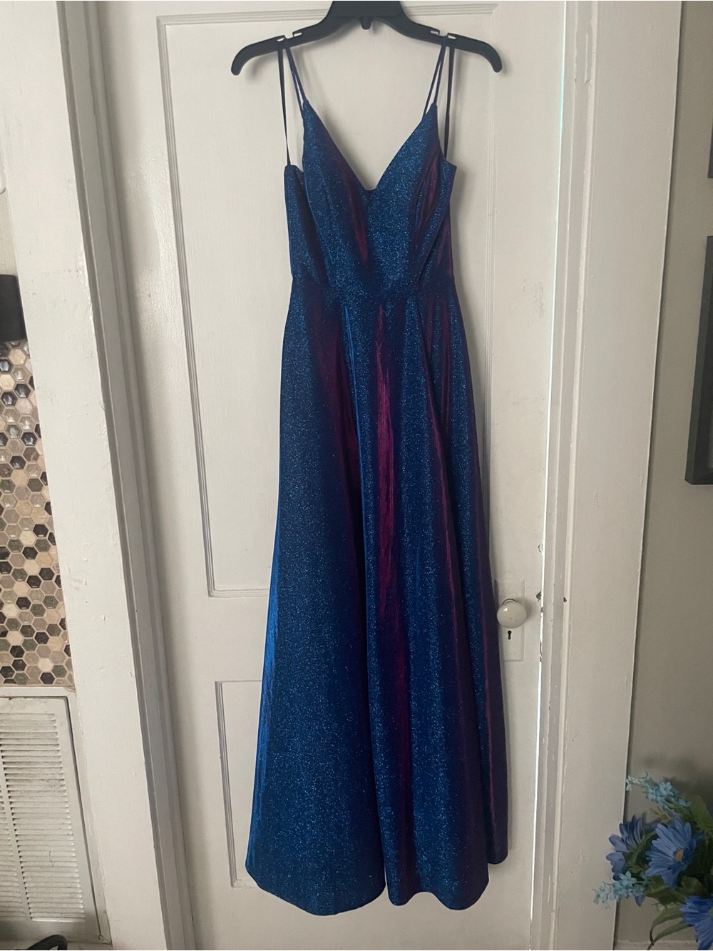 B. Smart Blue and Purple Sparkle Prom Dress